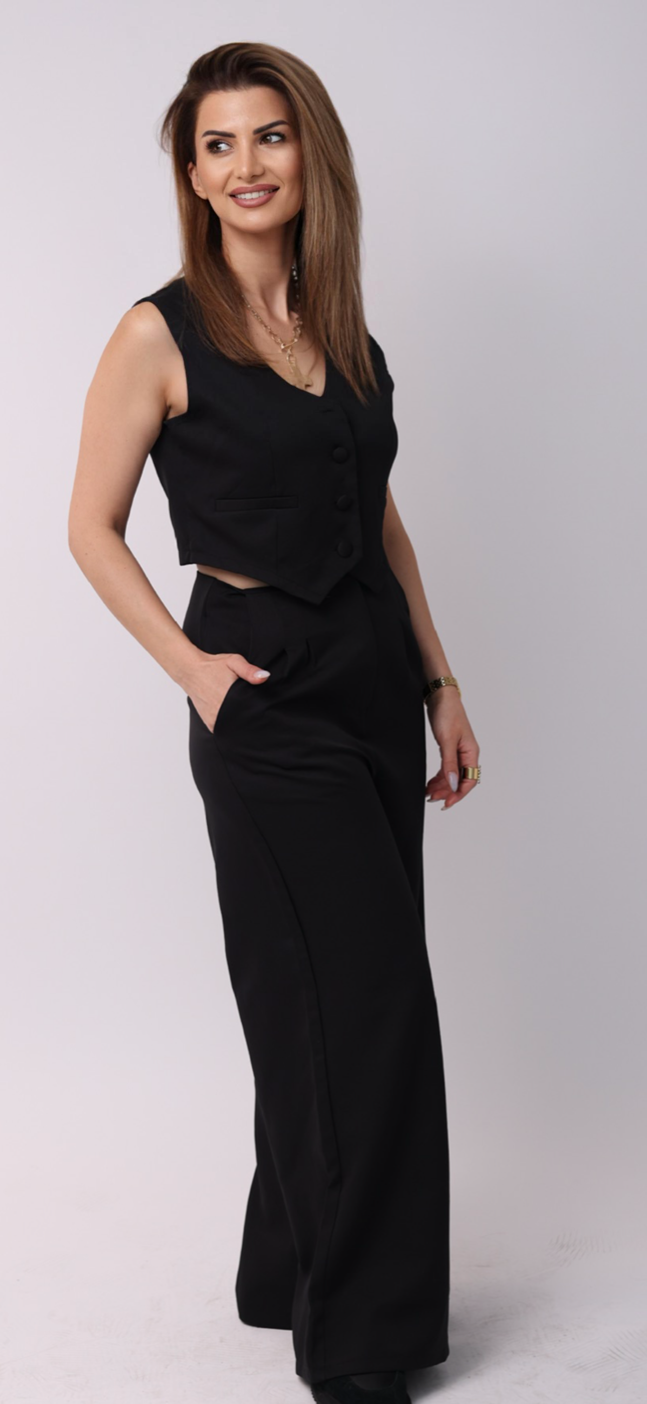 Bleach Proof,
Vest Wide Leg Pants Casual