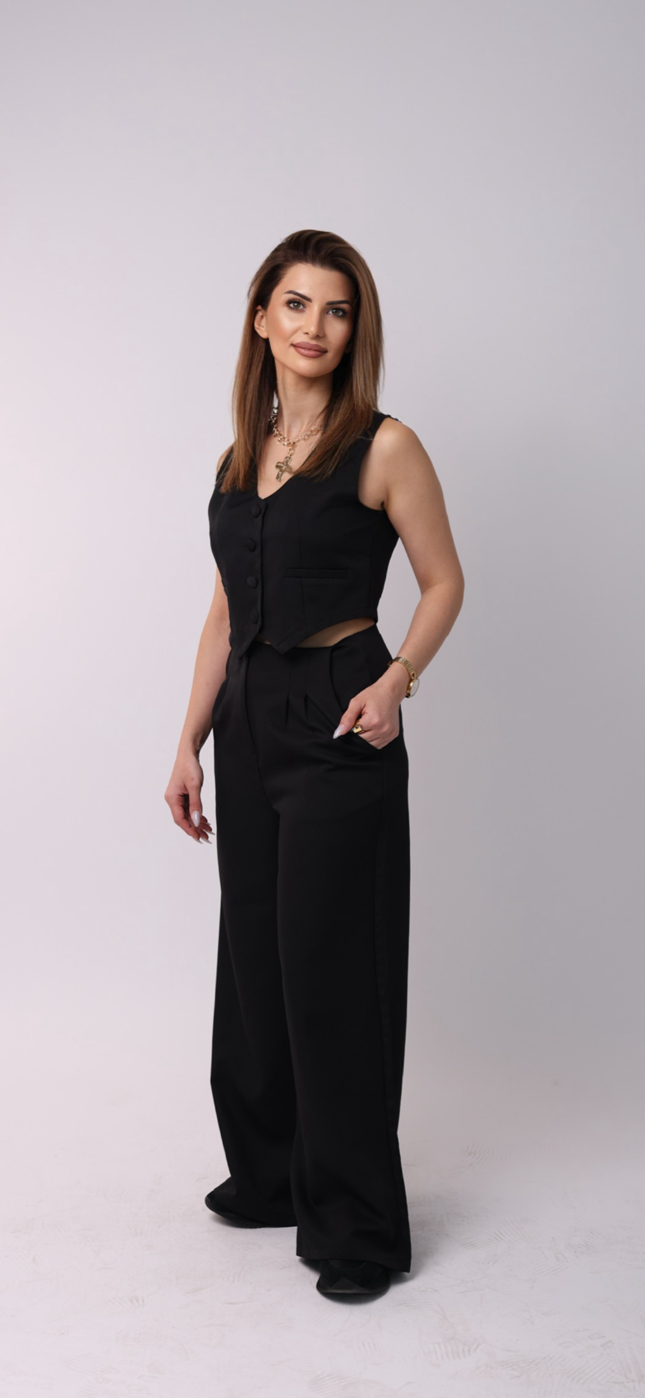 Bleach Proof,
Vest Wide Leg Pants Casual
