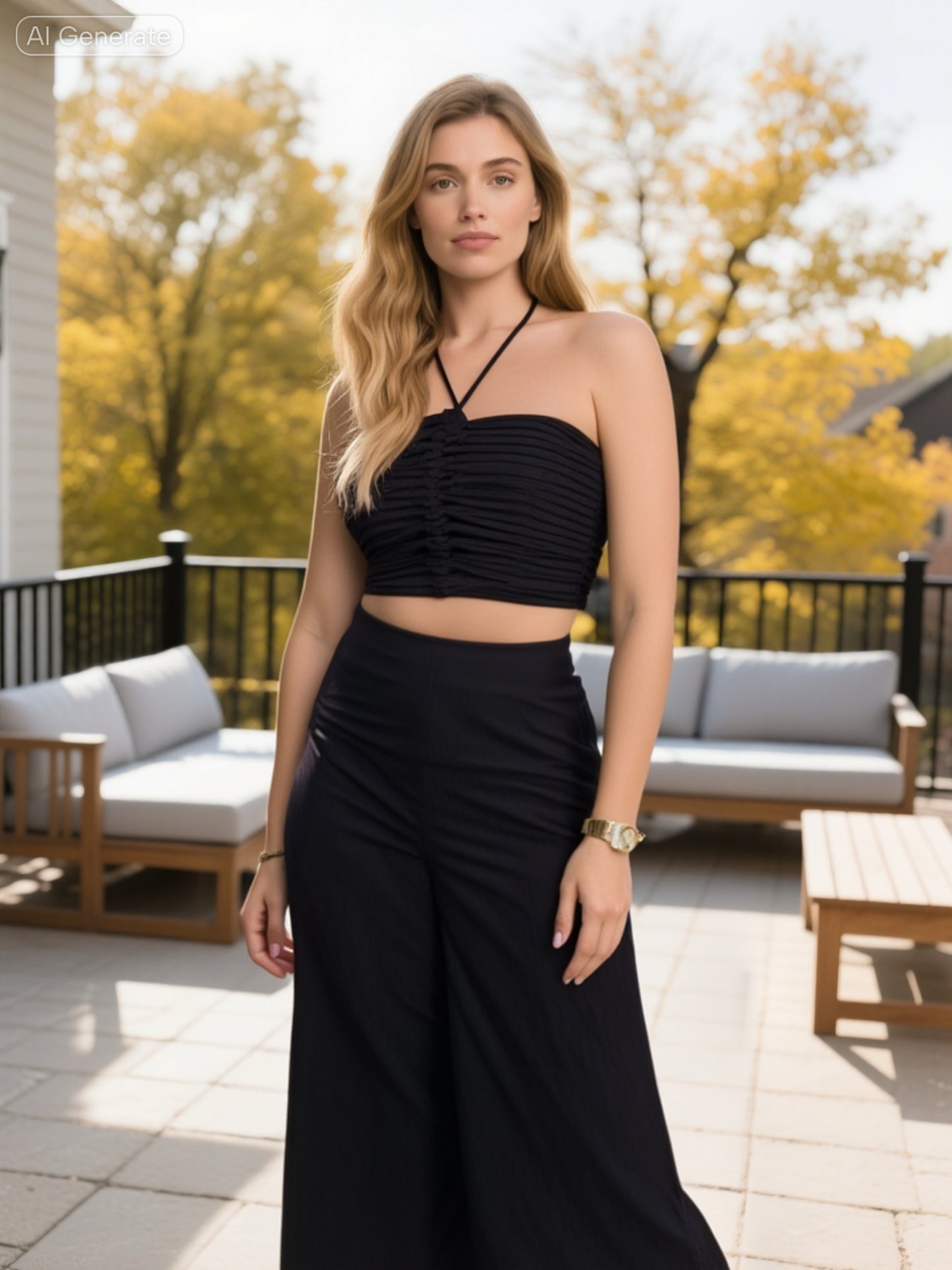 Tops and Loose Pants Two-piece Sets