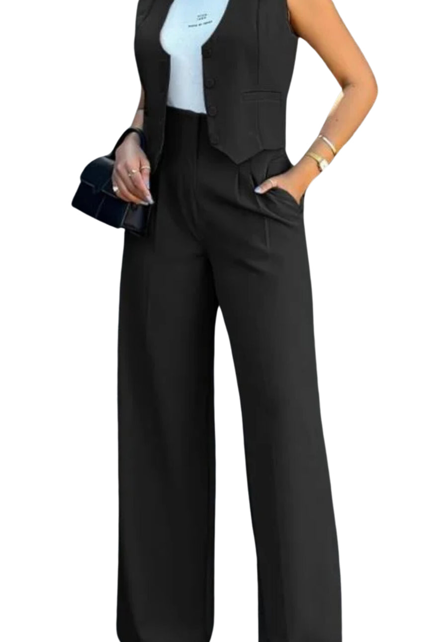 Bleach Proof, 
Vest Wide Leg Pants Casual Suit