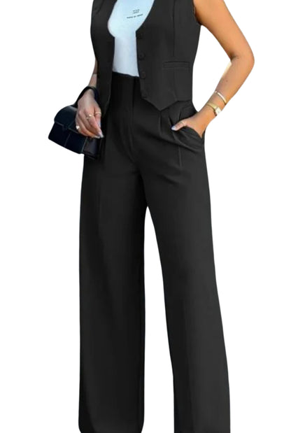 Bleach Proof, 
Vest Wide Leg Pants Casual Suit