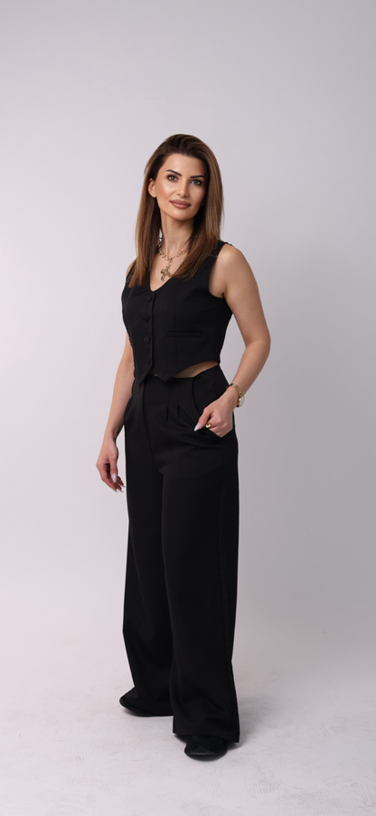 Bleach Proof, 
Vest Wide Leg Pants Casual Suit